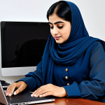 **

"A professional Pakistani businesswoman in a modest shalwar kameez, working on a laptop at a desk in a modern Karachi office, fully clothed, appropriate attire, safe for work, perfect anatomy, natural proportions, professional photograph, high quality, family-friendly."

**